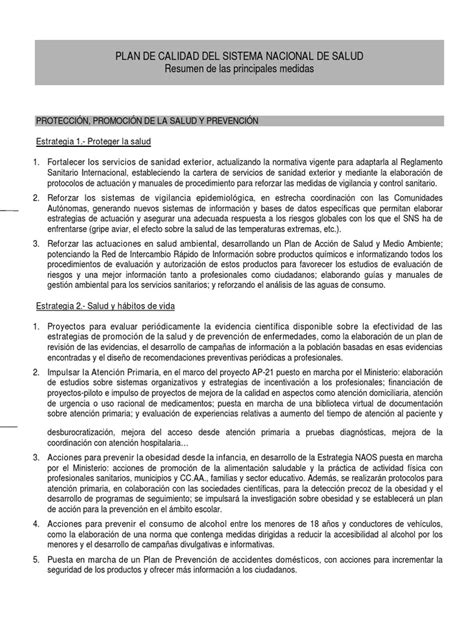 areas des plan calidad del sns